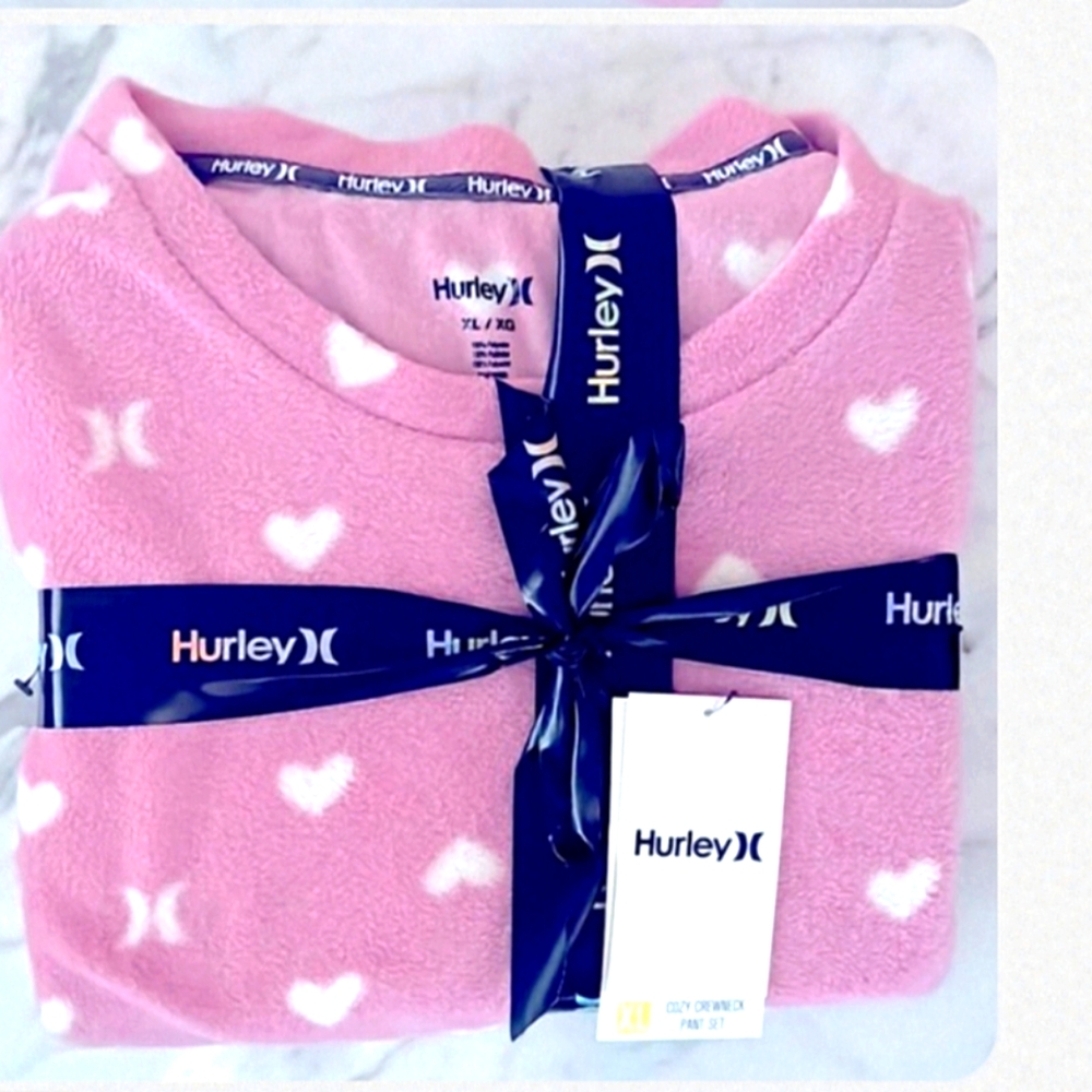 Hurley Pink Heart Patterned Pullover XL